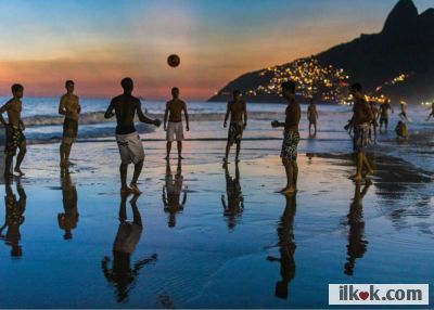 People enjoy football, a popular national pastime, on Ipanema Beach in Rio de Janieiro, Brazil, a small part of the country’s 4,600 miles of coastline along the Atlantic Ocean. #Brazil